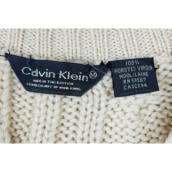 VTG Men’s Preppy Academia Worsted Wool Cable Knit Vest Small Cream USA - Picture 3 of 3